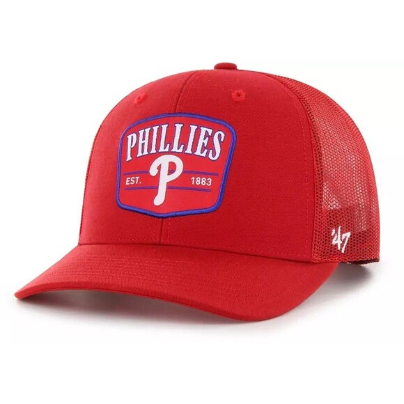 '47 Adult Philadelphia Phillies Red Squad Adjustable Trucker SnapBack Hat NWT - Picture 1 of 2